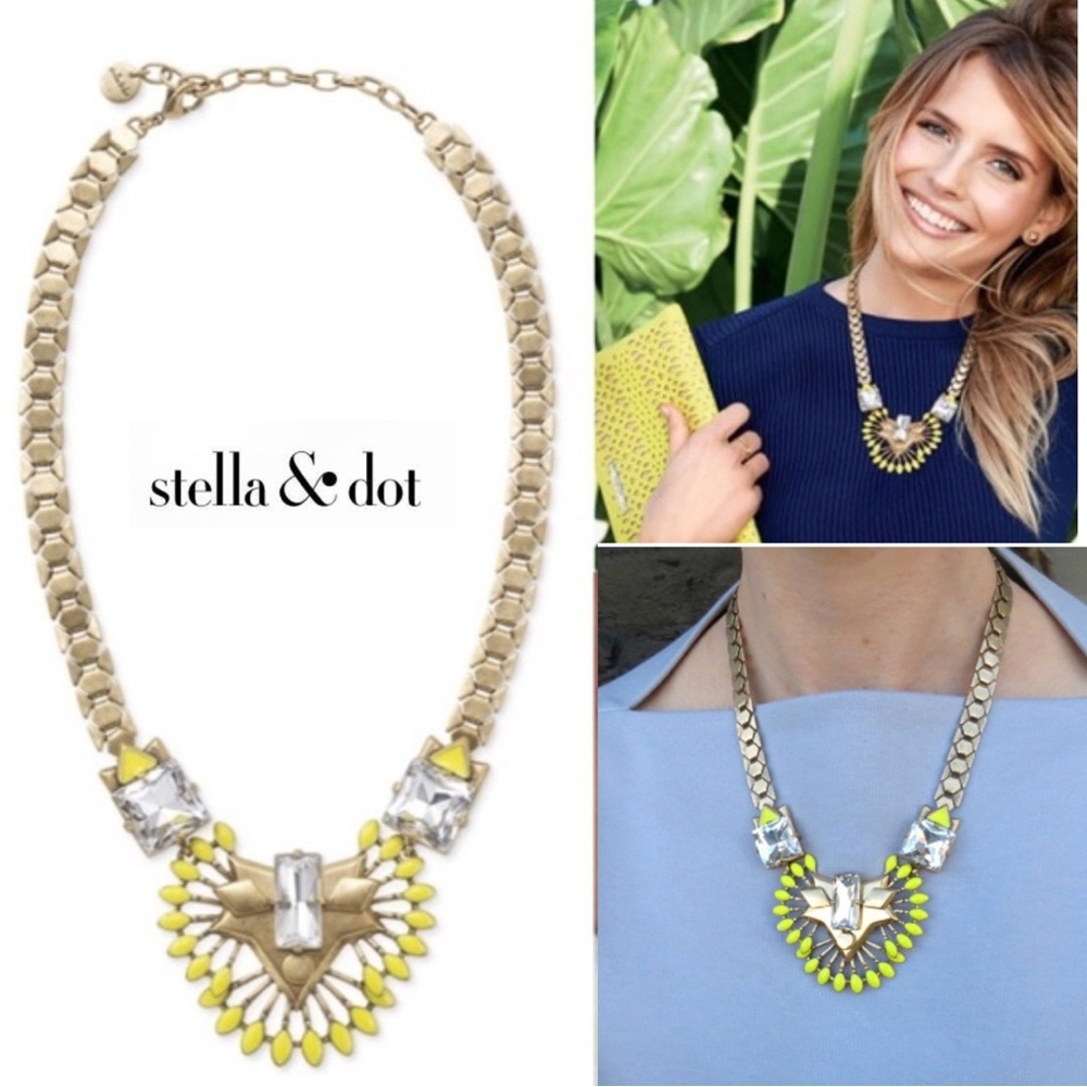 Stella & Dot Nora Gold Tone Statement Necklace Designer Yellow